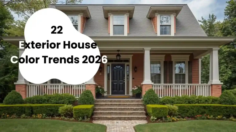 Modern craftsman home painted in warm terracotta with white trim and black accents exterior house color trends 2026