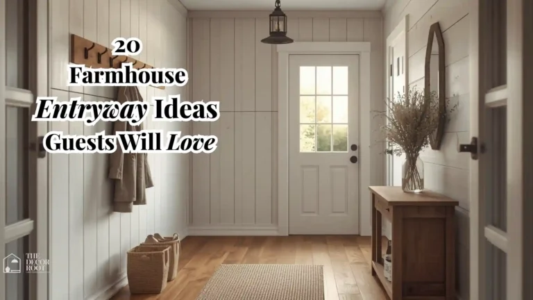 Farmhouse entryway ideas with a shiplap accent wall, peg rail, wicker basket, and lantern lighting