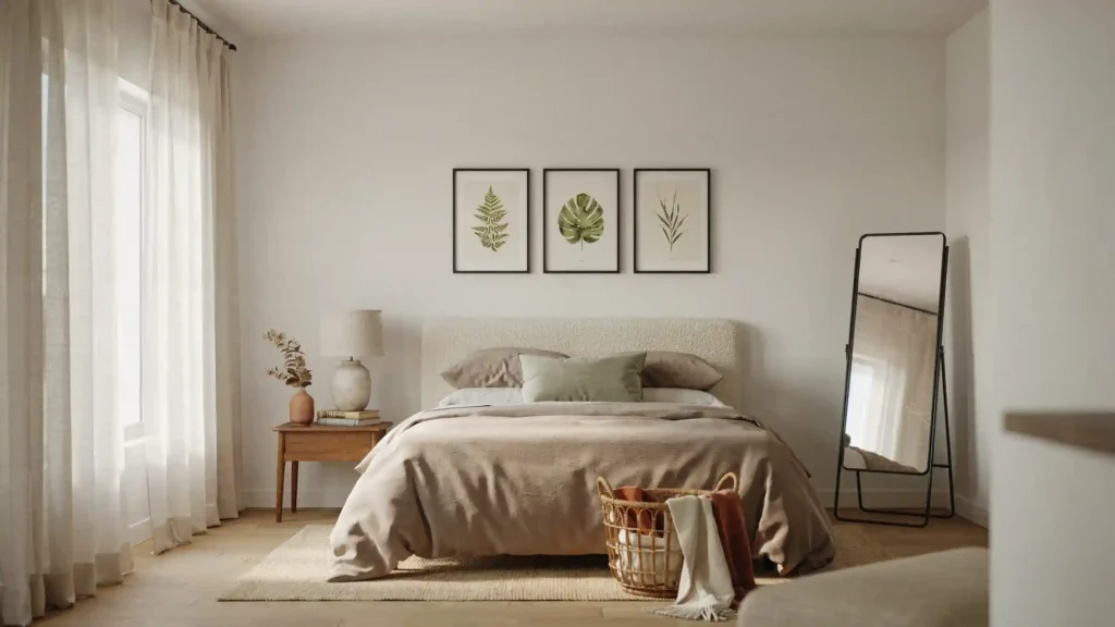 Complete guest bedroom ideas overview showing styled room with neutral tones and cozy layers