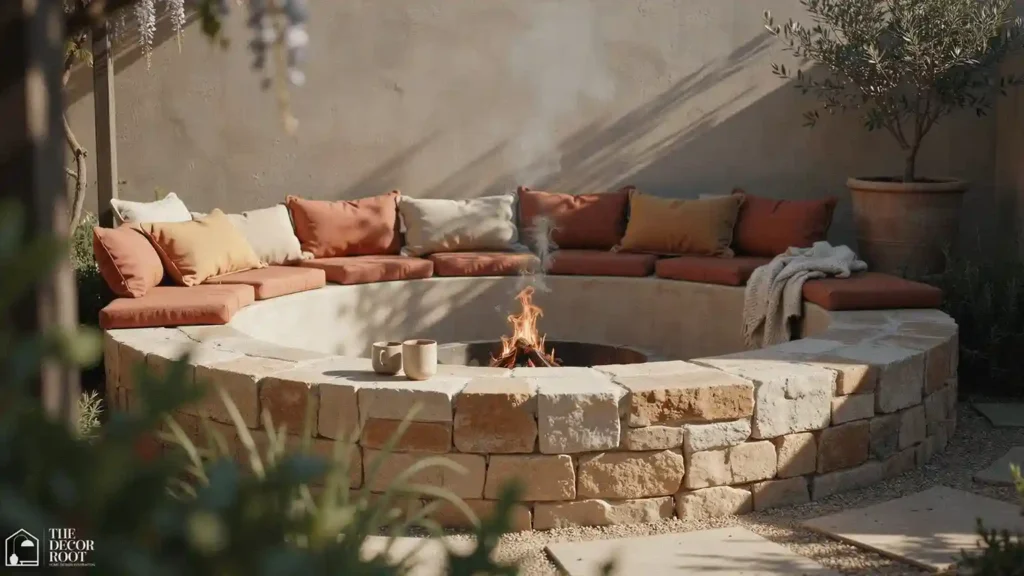 Fire pit area ideas featuring a sunken conversation pit lounge design