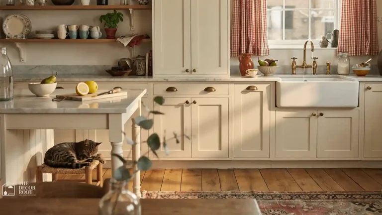 Grandmacore kitchen ideas with vintage cabinetry and warm floral accents