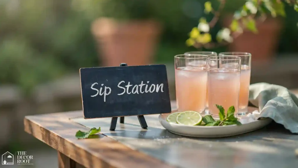 Glass beverage dispenser filled with citrus infused iced tea