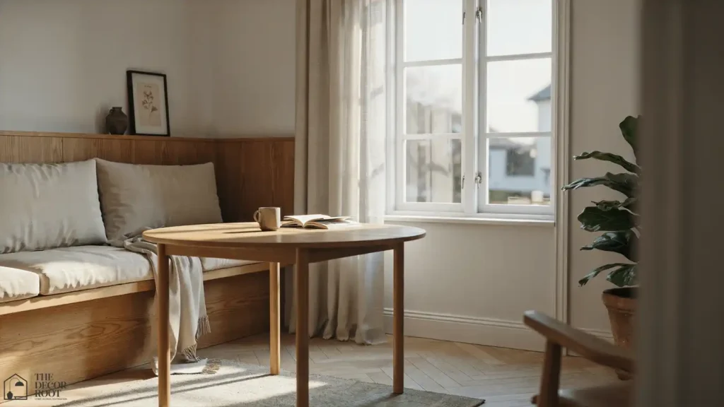 Mid century modern kitchen ideas with a built-in wood banquette breakfast nook