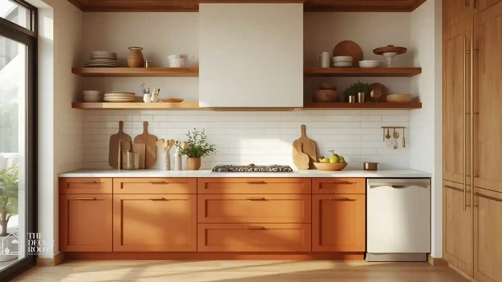 Warm terracotta and cream kitchen designed using color psychology to boost appetite